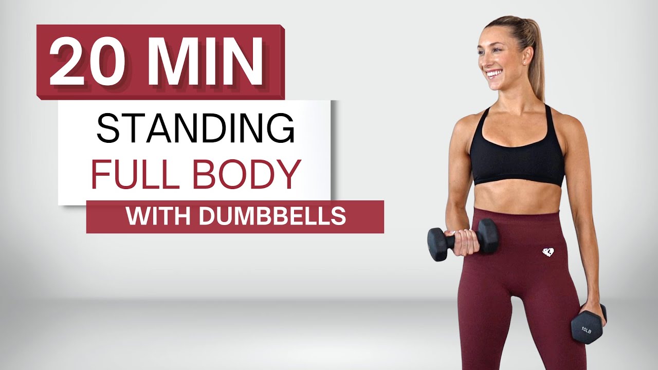 20 min STANDING DUMBBELL WORKOUT | Full Body | No Repeats | Warm Up ...